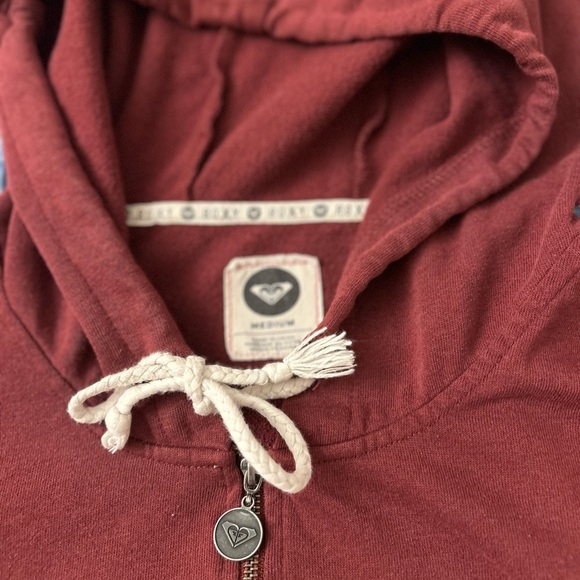 Roxy Deep Red Logo Hoodie with Zipper pockets Size M - Picture 3 of 9